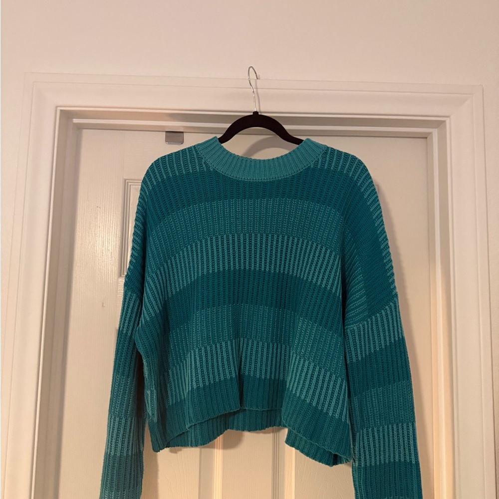 Sincerely Jules Teal Striped Crew Neck Sweater
